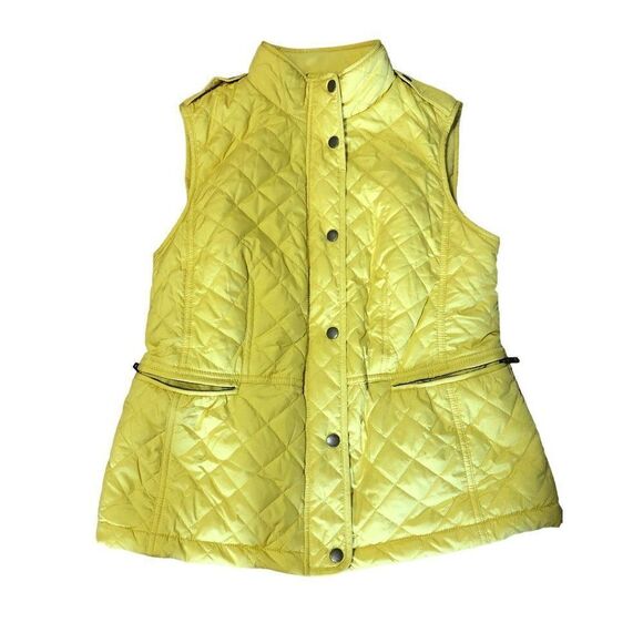 Talbots Yellow Quilted Jacket Vest Lined Pockets Womens Size S - Picture 1 of 4